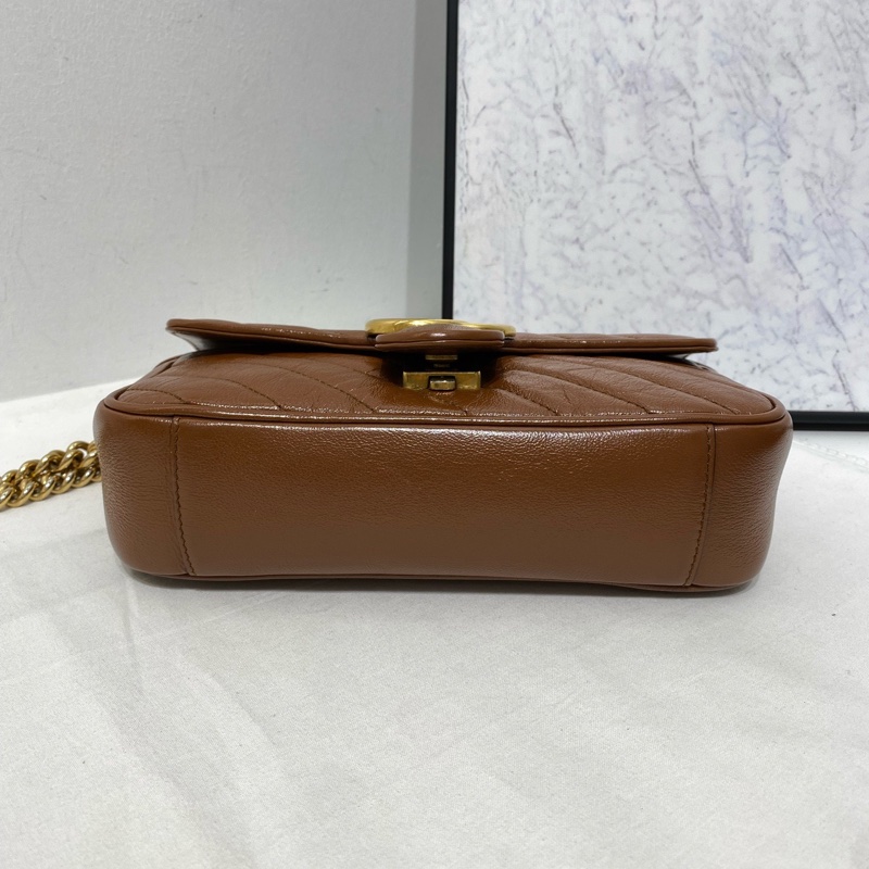 Gucci 古馳 Marmont 馬蒙系列鏈條包 焦糖色 033開 小號 尺寸:22x15x6cm-5
