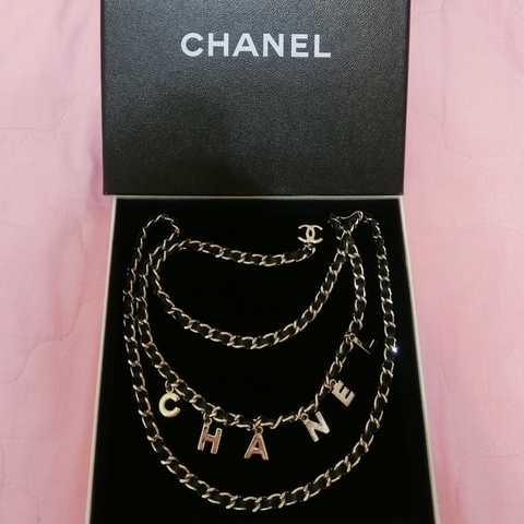 Chanel vintage香奈兒復古銀色真皮腰鍊腰帶