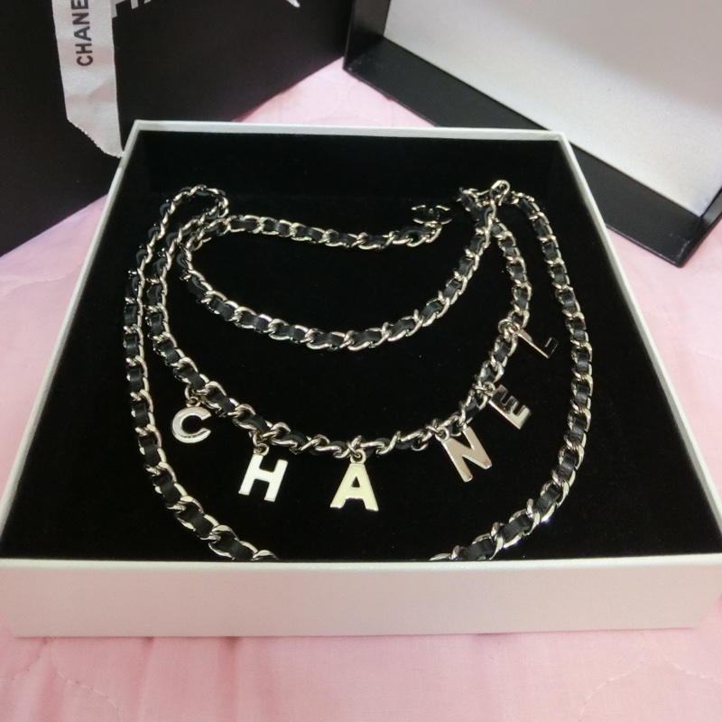 Chanel vintage香奈兒復古銀色真皮腰鍊腰帶-2