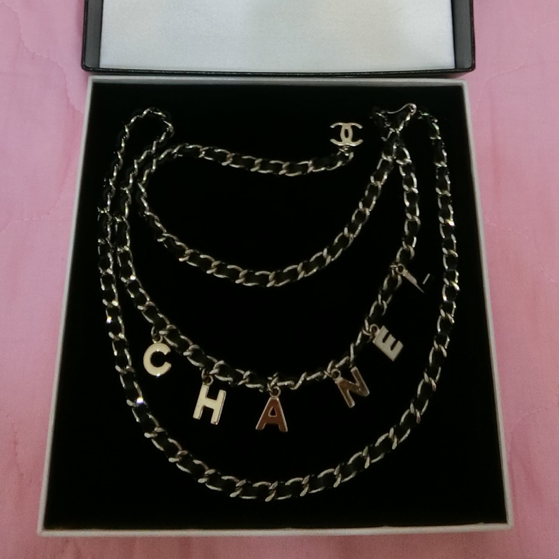 Chanel vintage香奈兒復古銀色真皮腰鍊腰帶-4