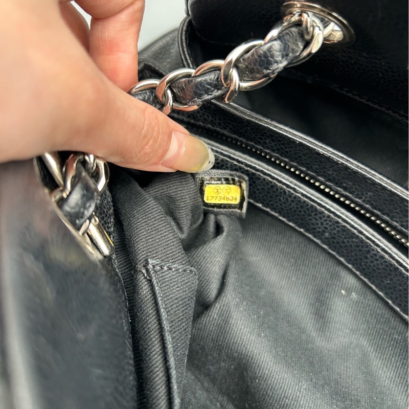 Chanel香奈兒保齡球包黑色荔枝紋牛皮銀鏈雙C吊墜單肩包 尺寸34×16×15cm-3
