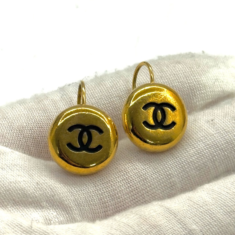 CHANEL 香奈兒 金色雙C LOGO耳環 97A-0