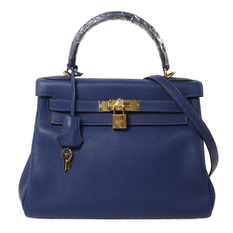 HERMES Togo皮革Kelly 28手挽肩背兩用袋Deep Blue