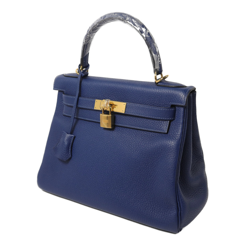 HERMES Togo皮革Kelly 28手挽肩背兩用袋Deep Blue-2