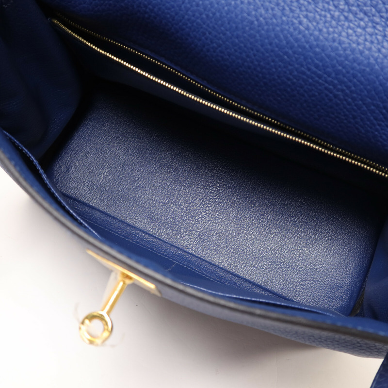HERMES Togo皮革Kelly 28手挽肩背兩用袋Deep Blue-4