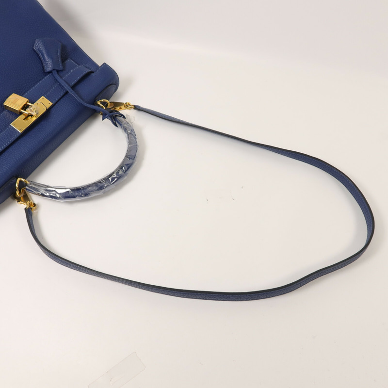 HERMES Togo皮革Kelly 28手挽肩背兩用袋Deep Blue-7
