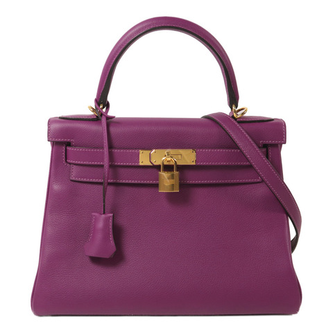 HERMES Evercolor皮革Kelly 28手挽肩背兩用袋Anemone