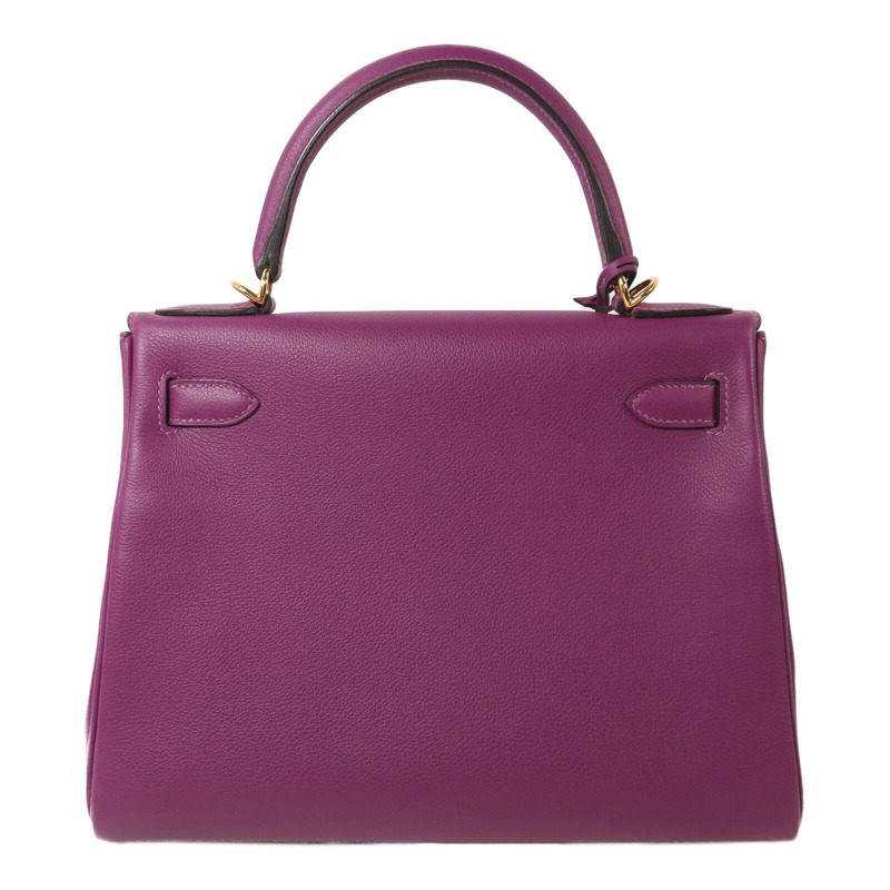 HERMES Evercolor皮革Kelly 28手挽肩背兩用袋Anemone-1