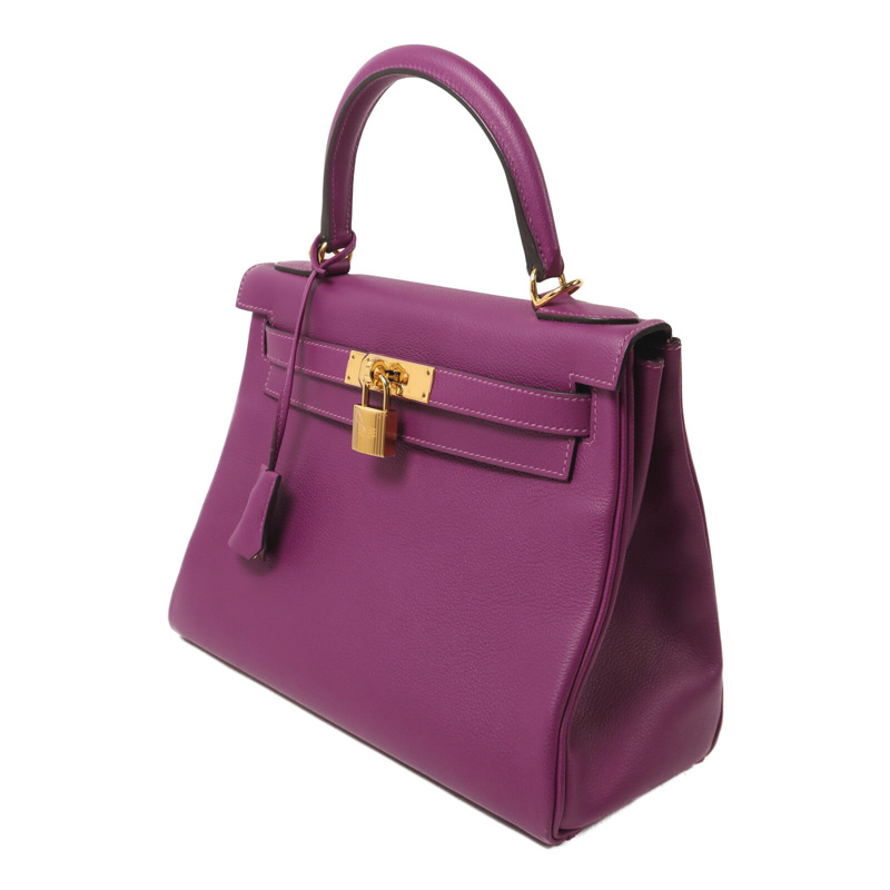HERMES Evercolor皮革Kelly 28手挽肩背兩用袋Anemone-2