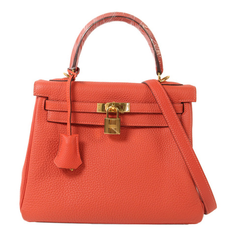 HERMES Clemence皮革Kelly 25手挽肩背兩用袋Rose Jaipur