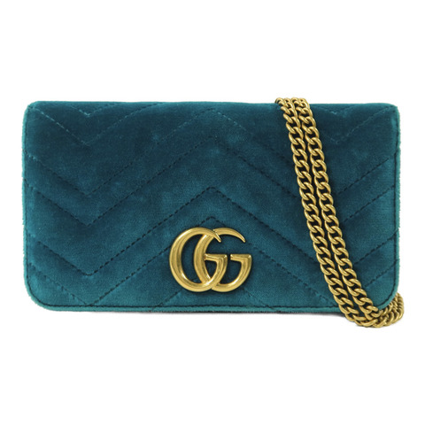 GUCCI 絨布GG Marmont鏈帶肩背袋