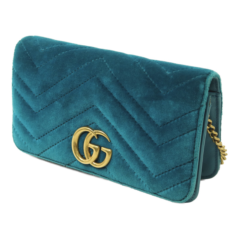 GUCCI 絨布GG Marmont鏈帶肩背袋-2