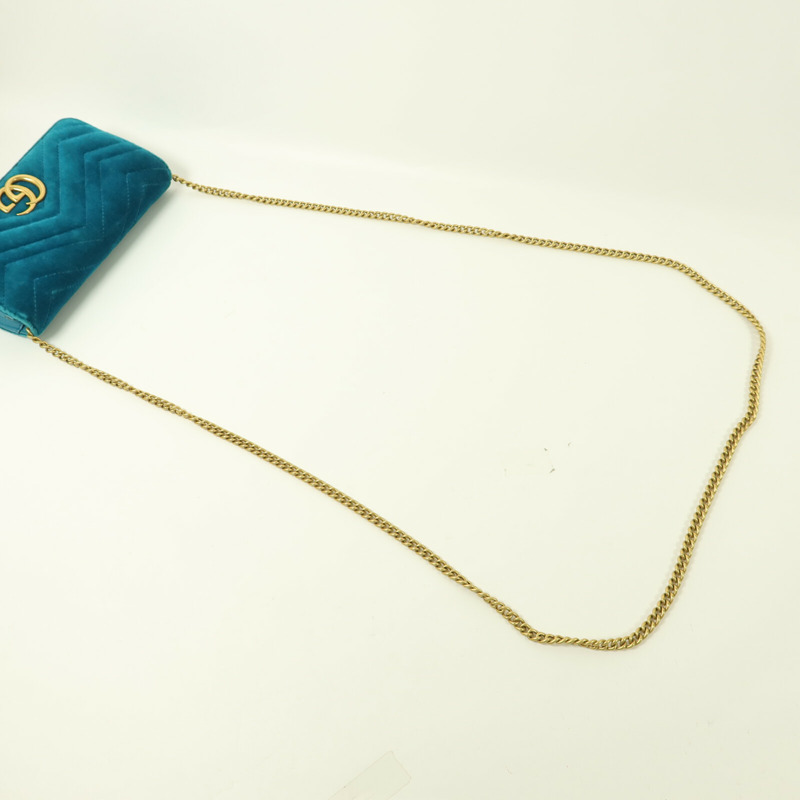 GUCCI 絨布GG Marmont鏈帶肩背袋-6