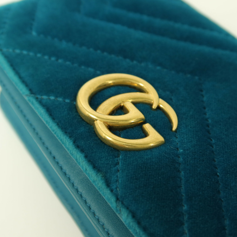 GUCCI 絨布GG Marmont鏈帶肩背袋-8