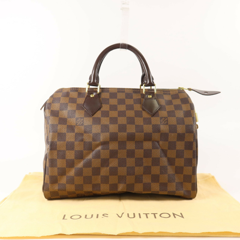 LOUIS VUITTON Damier Speedy 25金扣手挽袋-9