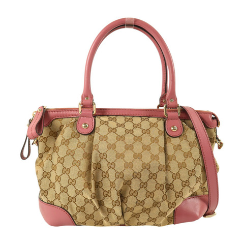 GUCCI GG帆布2Way Shoulder金扣手挽肩背兩用袋