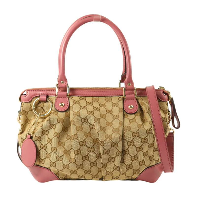 GUCCI GG帆布2Way Shoulder金扣手挽肩背兩用袋-1