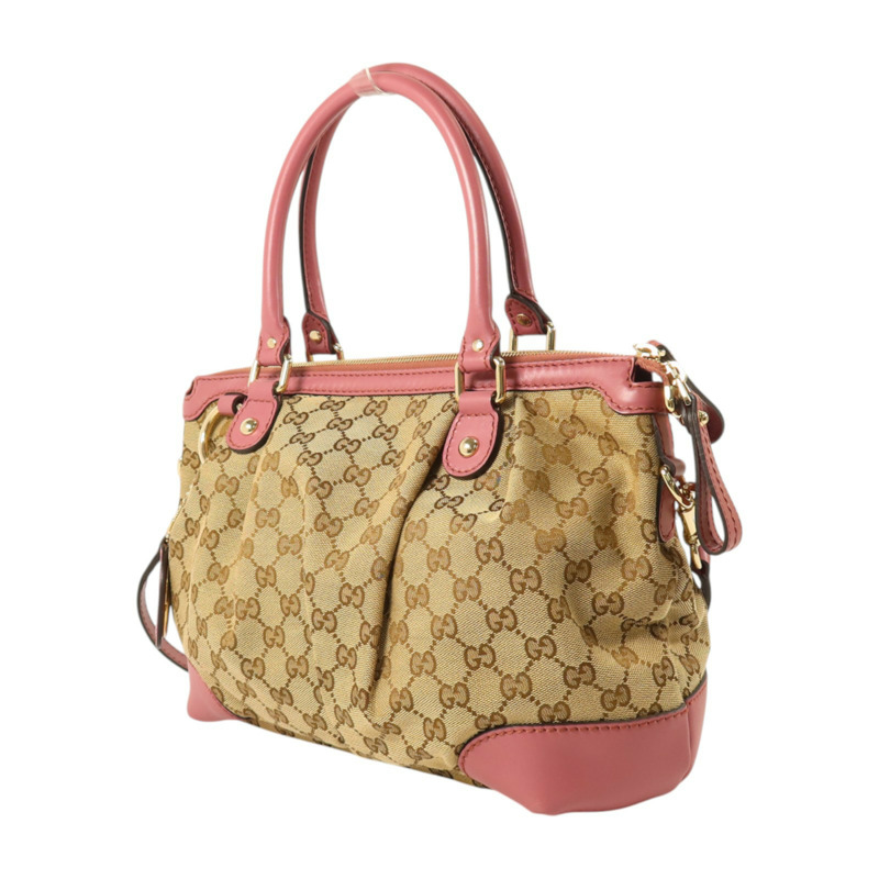 GUCCI GG帆布2Way Shoulder金扣手挽肩背兩用袋-2