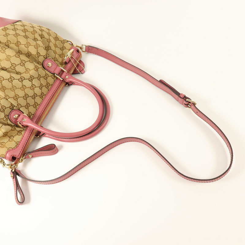 GUCCI GG帆布2Way Shoulder金扣手挽肩背兩用袋-7