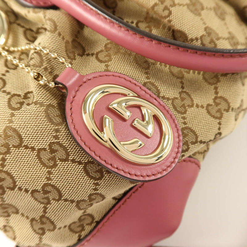 GUCCI GG帆布2Way Shoulder金扣手挽肩背兩用袋-9