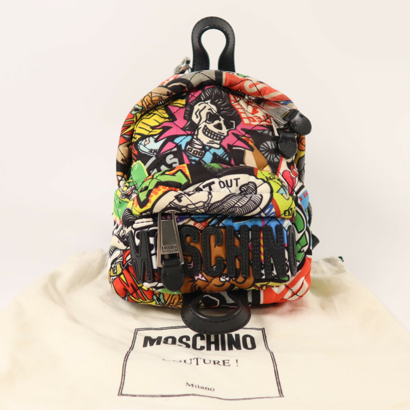 MOSCHINO 尼龍Rucksack銀扣背包-9