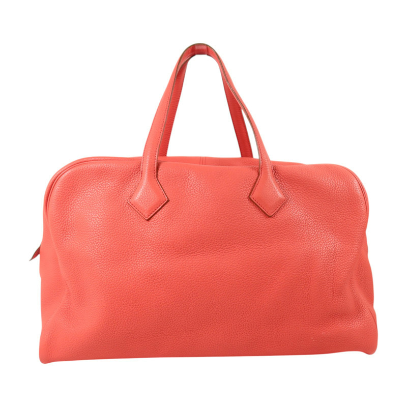 HERMES Clemence皮革Victoria 43銀扣手挽袋Rouge Casaque-1