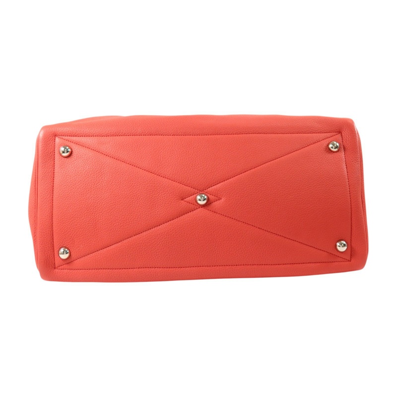 HERMES Clemence皮革Victoria 43銀扣手挽袋Rouge Casaque-3