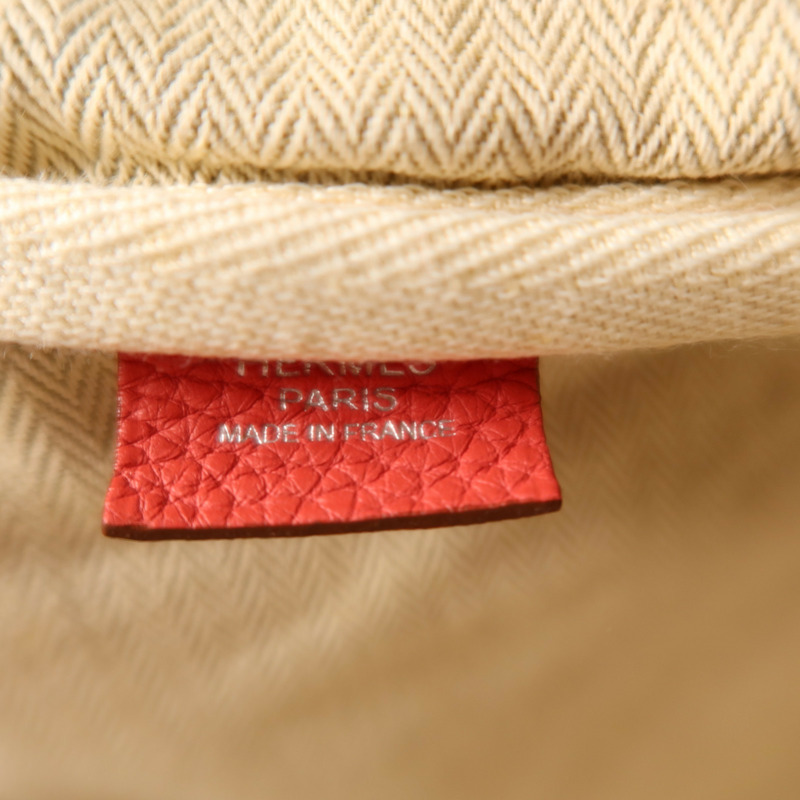 HERMES Clemence皮革Victoria 43銀扣手挽袋Rouge Casaque-5