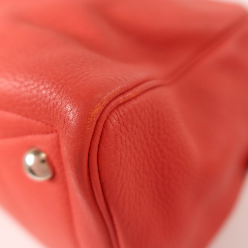 HERMES Clemence皮革Victoria 43銀扣手挽袋Rouge Casaque-13