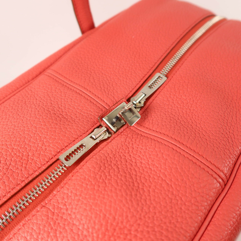 HERMES Clemence皮革Victoria 43銀扣手挽袋Rouge Casaque-15