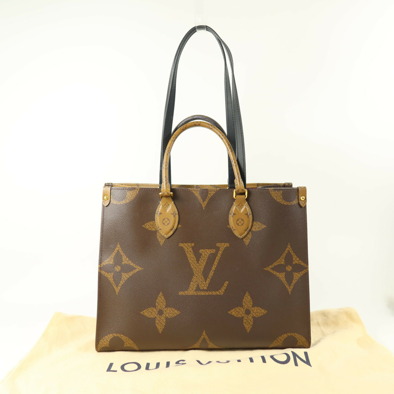 LOUIS VUITTON Monogram Reverse On The Go MM金扣手挽肩背兩用袋-7