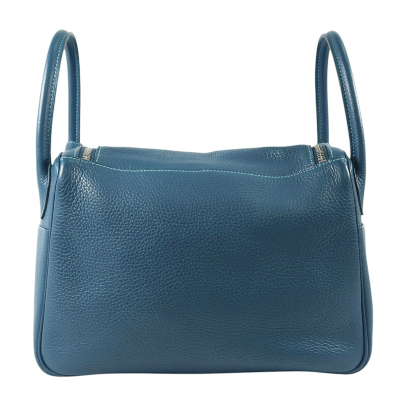 HERMES Clemence皮革Lindy 30銀扣手挽肩背兩用袋Turquoise/Colvert-1