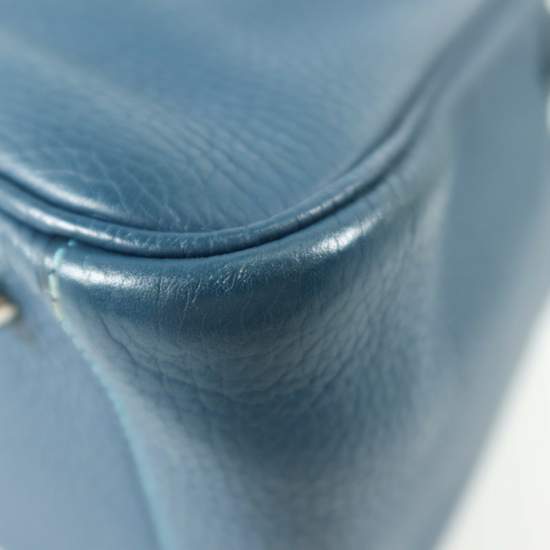 HERMES Clemence皮革Lindy 30銀扣手挽肩背兩用袋Turquoise/Colvert-11