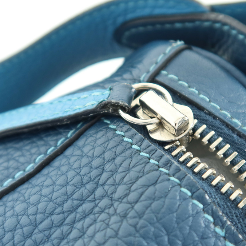 HERMES Clemence皮革Lindy 30銀扣手挽肩背兩用袋Turquoise/Colvert-14