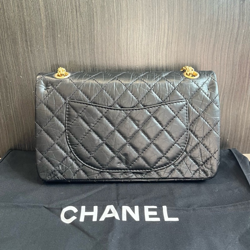 香奈兒Chanel限量版徽章款2.55黑金單肩包-1