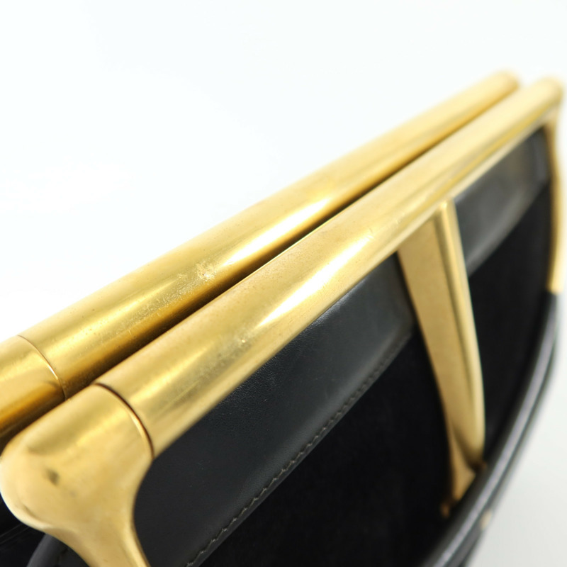 GUCCI 麂皮皮革Horsebit Snaffle Bag金扣手挽袋-8