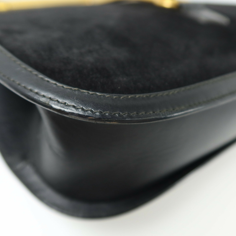 GUCCI 麂皮皮革Horsebit Snaffle Bag金扣手挽袋-11