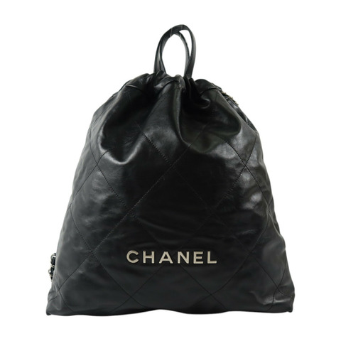 CHANEL 牛皮皮革Chanel 22 Backpack銀扣背包