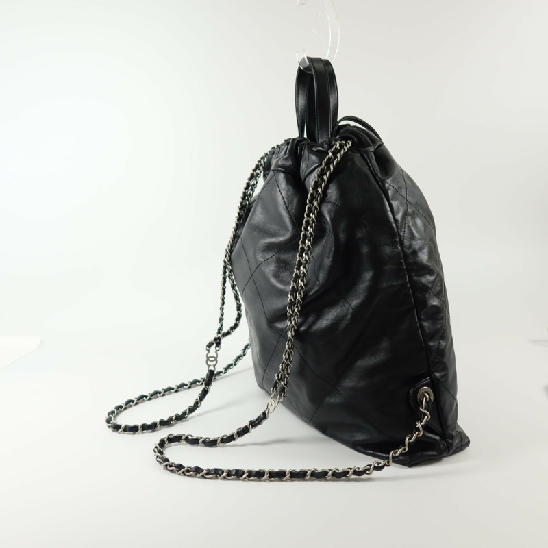 CHANEL 牛皮皮革Chanel 22 Backpack銀扣背包-7