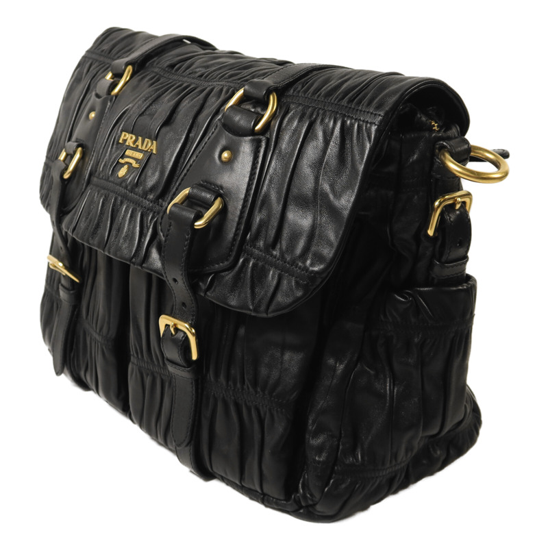 PRADA 牛皮皮革Gaufre Messenger Bag肩背袋-2