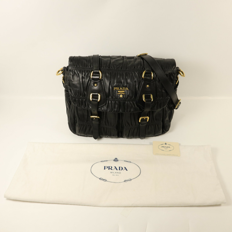 PRADA 牛皮皮革Gaufre Messenger Bag肩背袋-11