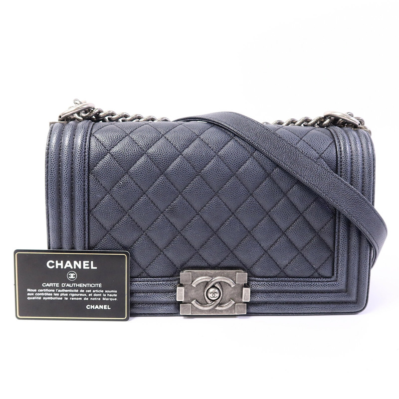 CHANEL 牛皮皮革Boy 25鏈帶肩背袋-9