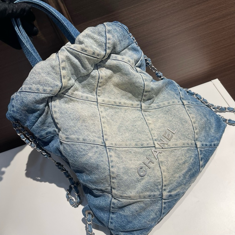 Chanel香奈兒牛仔銀扣22bag小號雙肩包 芯片-2