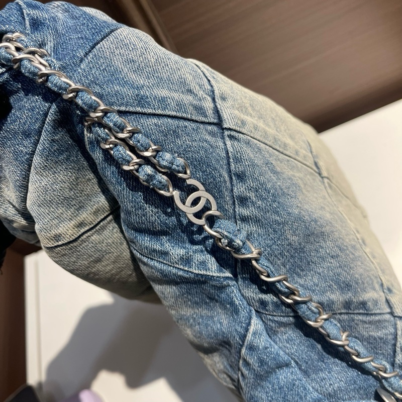Chanel香奈兒牛仔銀扣22bag小號雙肩包 芯片-4