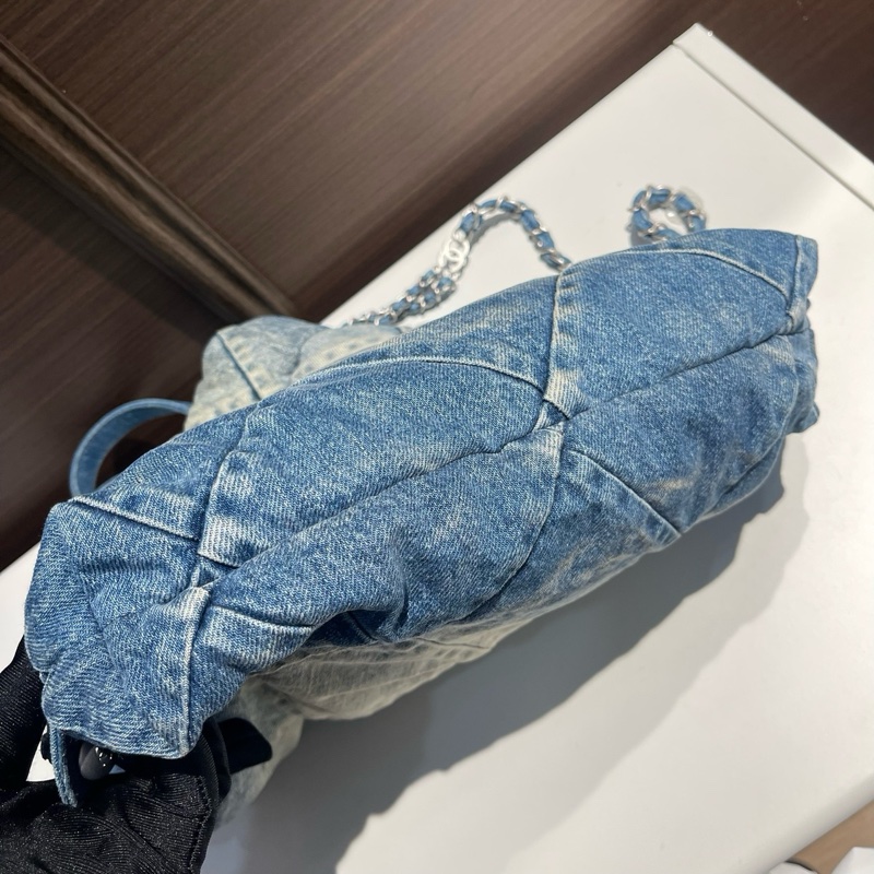 Chanel香奈兒牛仔銀扣22bag小號雙肩包 芯片-6