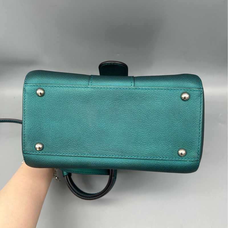 Delvaux Brillant mini綠色牛皮手提包 銀色馬銜扣 尺寸20×16×11.5cm-2