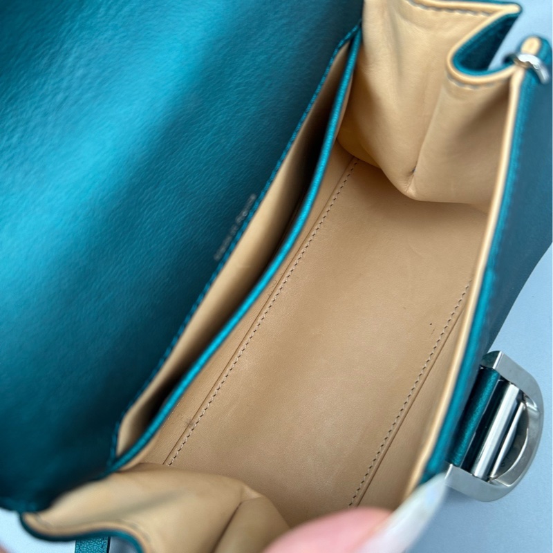 Delvaux Brillant mini綠色牛皮手提包 銀色馬銜扣 尺寸20×16×11.5cm-5