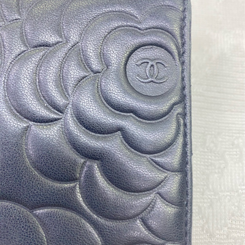Chanel 黑色山茶花壓紋Wallet on chain-14