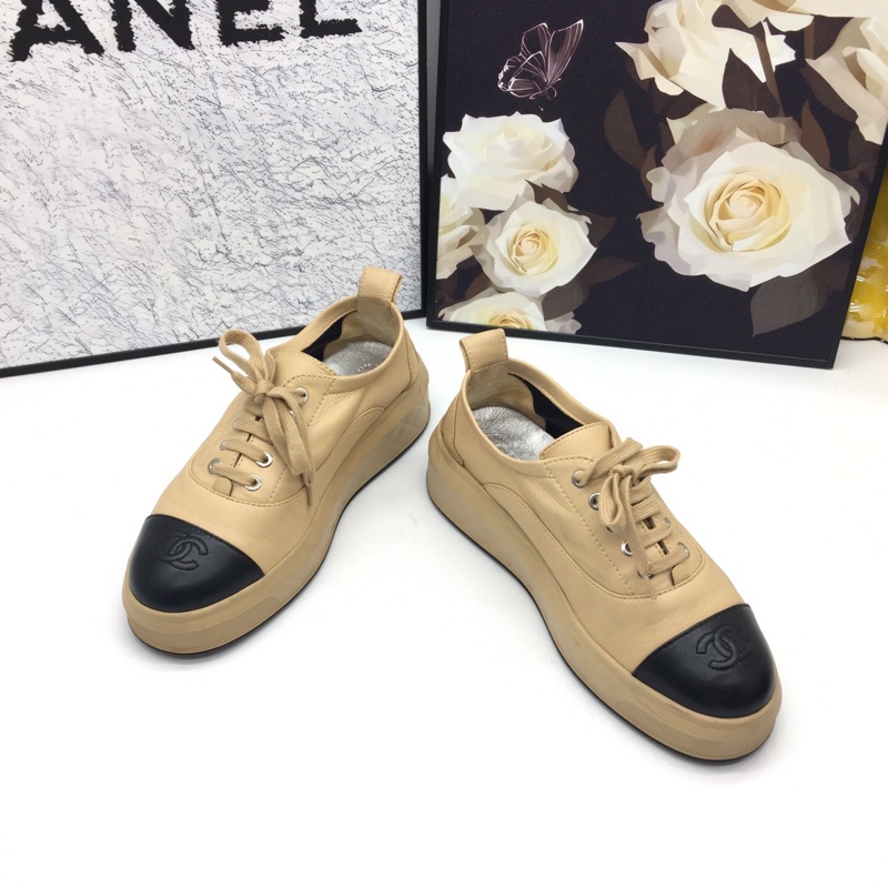 CHANEL香奈兒經典米拼黑色德比鞋， 附件：盒子 尺碼：37-4