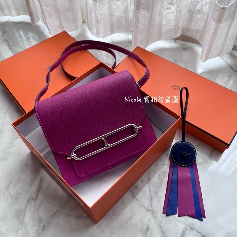 【🐎HERMES🐎】 💞HERMES愛馬仕Roulis mini L3玫瑰紫💞-0